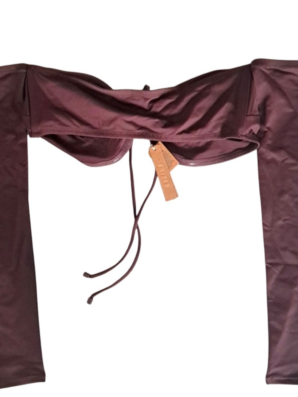 SKIMS Long Sleeve Bandeau Bikini Top in Deep Cocoa. Discontinued /Rare. - Picture 5 of 9